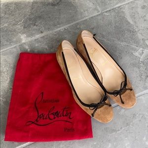 Christian Louboutin Tan and Black Flats